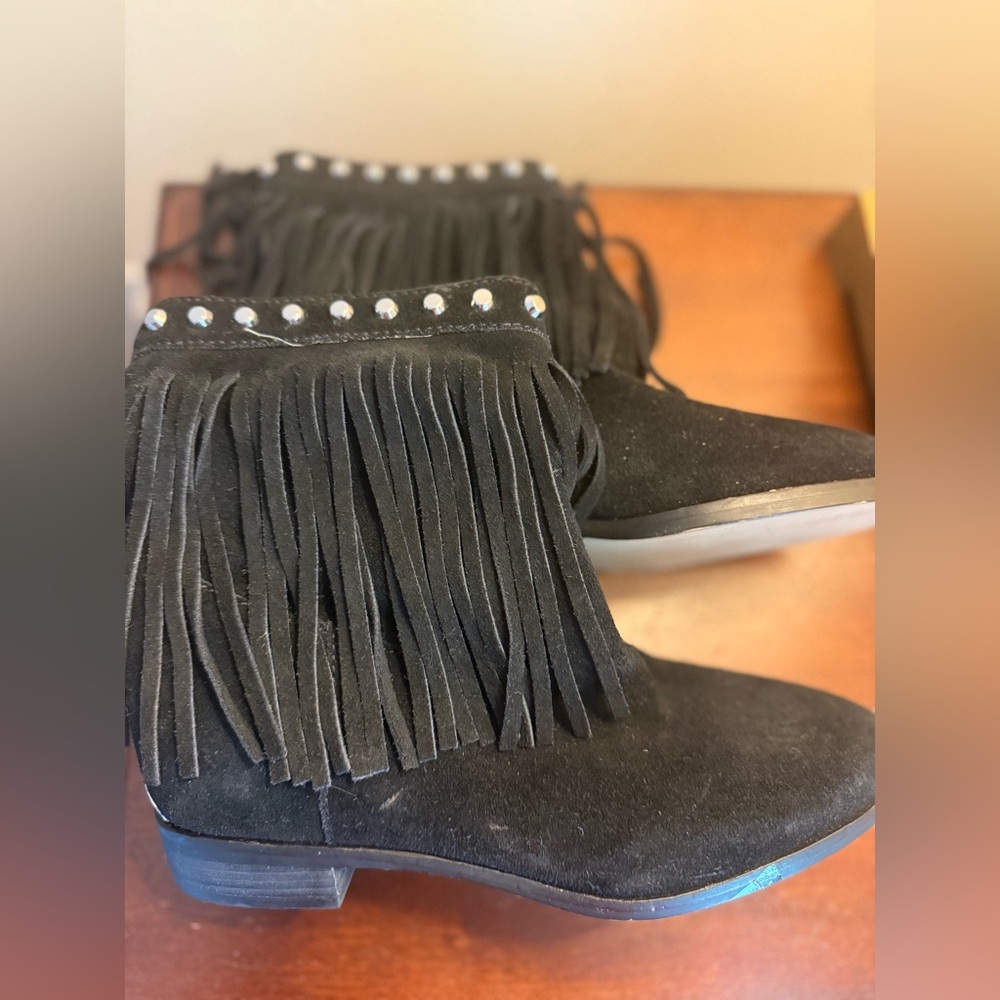 Michael kors fringe suede studded boots black NEW sz 6